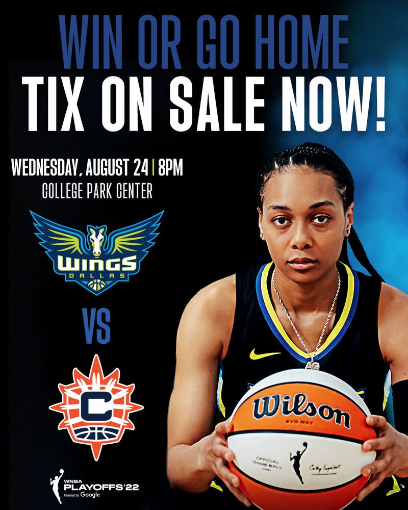 The <a href="/DallasWings/">Dallas Wings</a> will host their first home playoff game in franchise history today - Wednesday, Aug. 24 - at 8pm at College Park Center! 🏀 Don't miss this historic event - buy tix: bit.ly/3dHZc2a