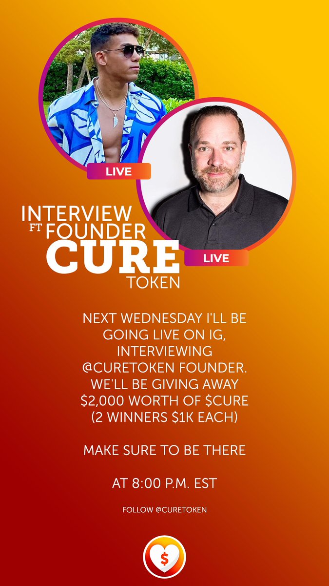 $500 $CURE (155,000 tokens) #GIVEAWAY to 1 person. 

All you need to do is like, RT &amp; follow our IG accounts:

instagram.com/foodinvestors?…

instagram.com/curetoken?igsh…

We will be giving away $2k worth of $CURE (2 winners $1k each) during an IG Live AMA next Wednesday at 8:00 pm EST