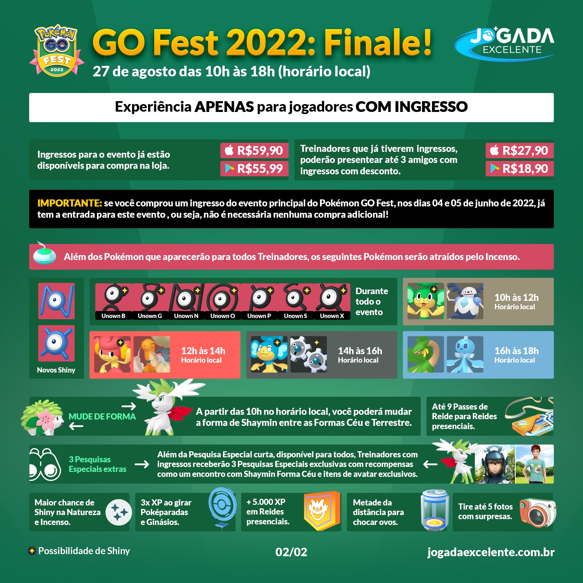 Jogada Excelente on X: #PokémonGO: Durante o evento final do GO Fest 2022,  que acontece nesse sábado, 27 de agosto, Reides com Ultracriaturas  aparecerão em diferentes horários: 🪳 Pheromosa: 10h às 12h