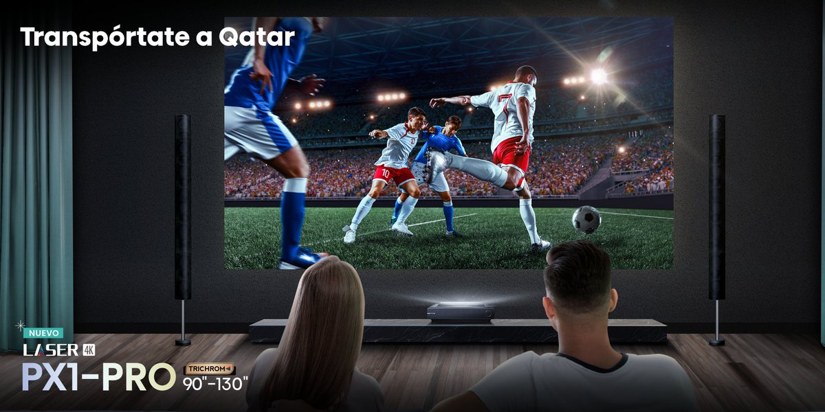 Hisense_Mexico's tweet photo. El nuevo Laser 4K PX1-PRO tiene una calidad de imagen 4K y hasta 130 pulgadas de tamaño en su pantalla. ¡Sentirás ser transportado al estadio!
#Hisense #Tecnologia #TV #SmartTv #Cine #Cinema #PX1PRO https://t.co/ieCnzmyVq2