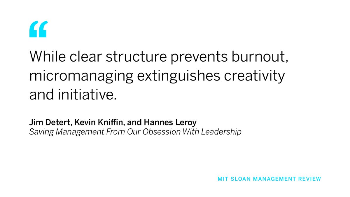 While clear structure prevents burnout, micromanaging extinguishes creativity and initiative. 

▶️ mitsmr.com/3AIDBzH