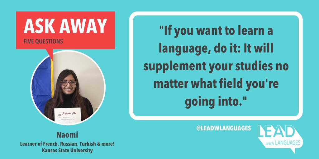 Why learn languages?
Ask Naomi—a <a href="/KState/">K-State</a> student and language enthusiast interested in government &amp; advocacy. Check out our latest blog post to learn more about her language journey with #Spanish, #French, #Russian, #Turkish, #Uzbek, #Ukrainian &amp; more!
bit.ly/3Pm10fh