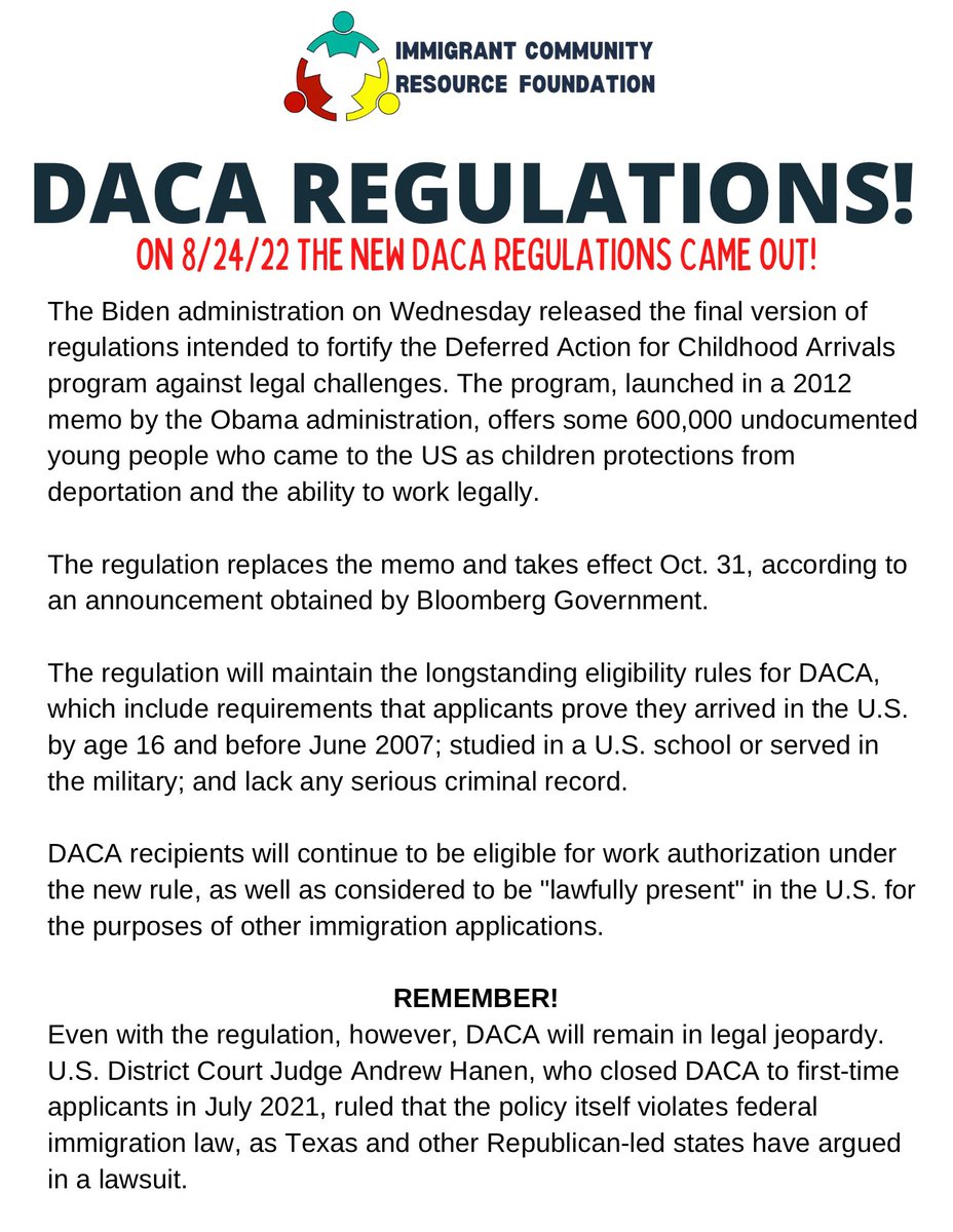 ICRFoundation_'s tweet photo. 🚨🚨 DHS DACA NEW REGULATIONS 
🚨🚨 DHS DACA NUEVAS REGULACIONES https://t.co/5p9GN7De5O