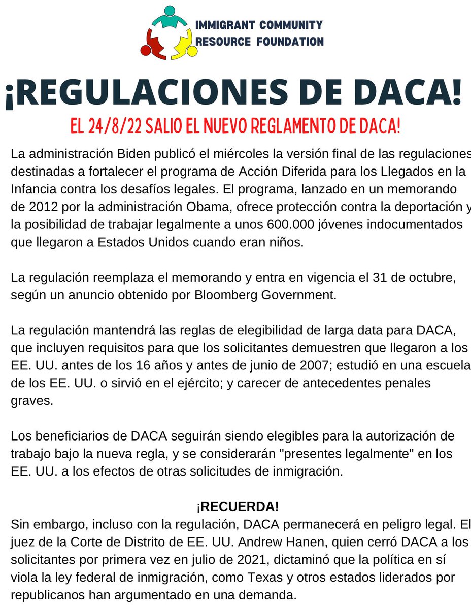 ICRFoundation_'s tweet photo. 🚨🚨 DHS DACA NEW REGULATIONS 
🚨🚨 DHS DACA NUEVAS REGULACIONES https://t.co/5p9GN7De5O