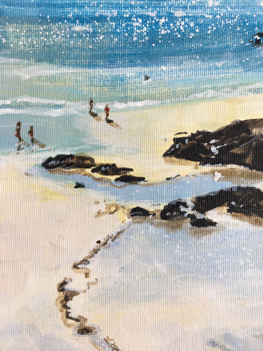 Quick acrylic of #Godrevy Beach …