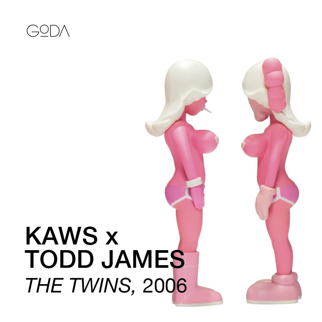 THE TWINS 
<a href="/KAWSBD/">KAWS</a> x <a href="/ToddJamesREAS/">Todd James</a> 

Released in 2006, this collaborative set of vinyl figures contains elements of the KAWS Companion combined with the female figures attributed to those found in James’ works.