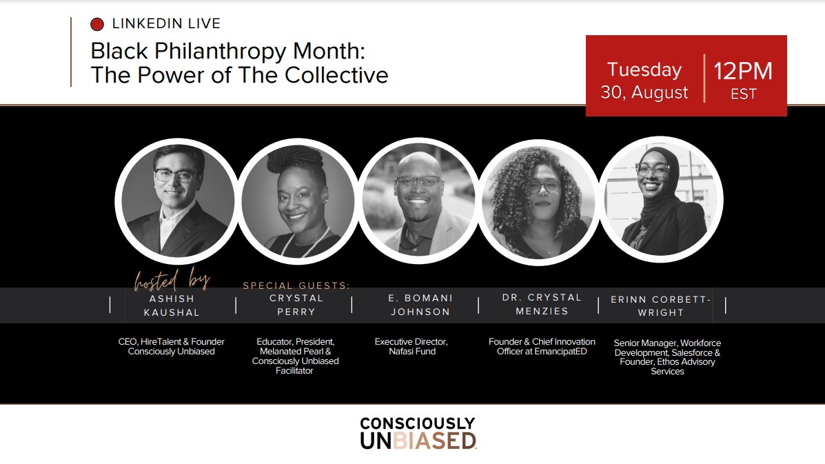 TheMoriahGroup's tweet photo. Join us Tuesday, August 30, at 12 p.m. ET for a #LinkedInLive discussion on โBlack Philanthropy Month: The Power of The Collective.โ https://t.co/TAFH1LOzcX