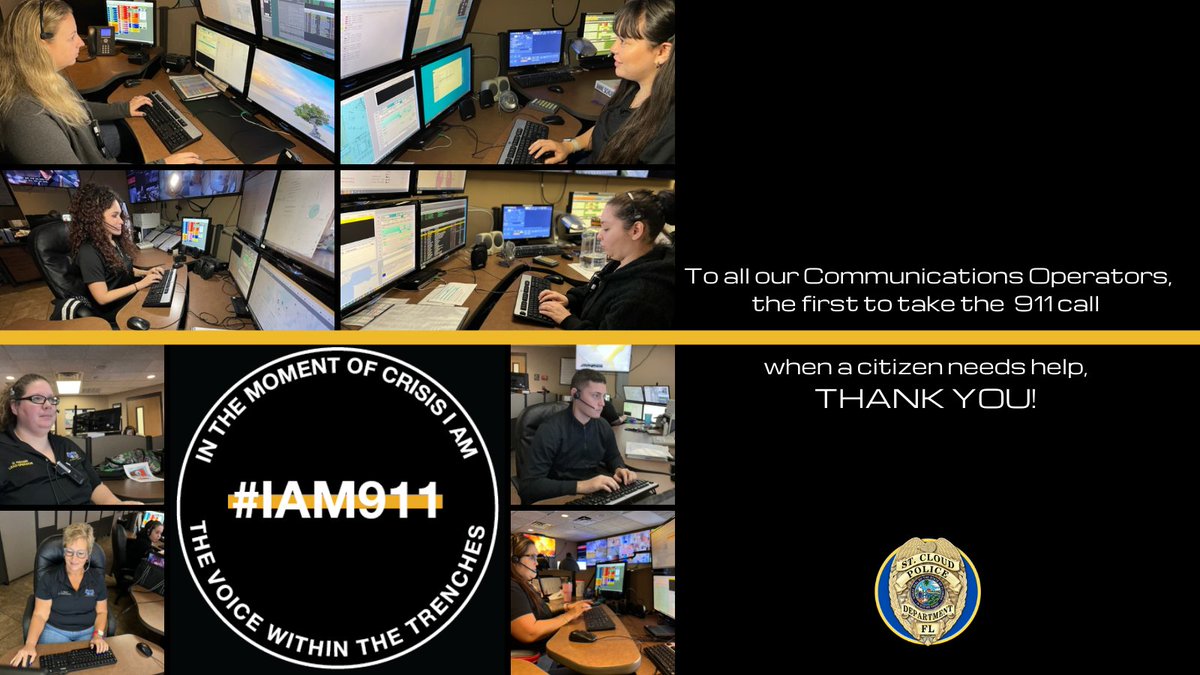 StCloudPD's tweet photo. 🖤💛🖤
#IAM911 #IAM911Day #IAMA911Dispatcher #ThinGoldLine #SCPD https://t.co/z2lE86YHpC