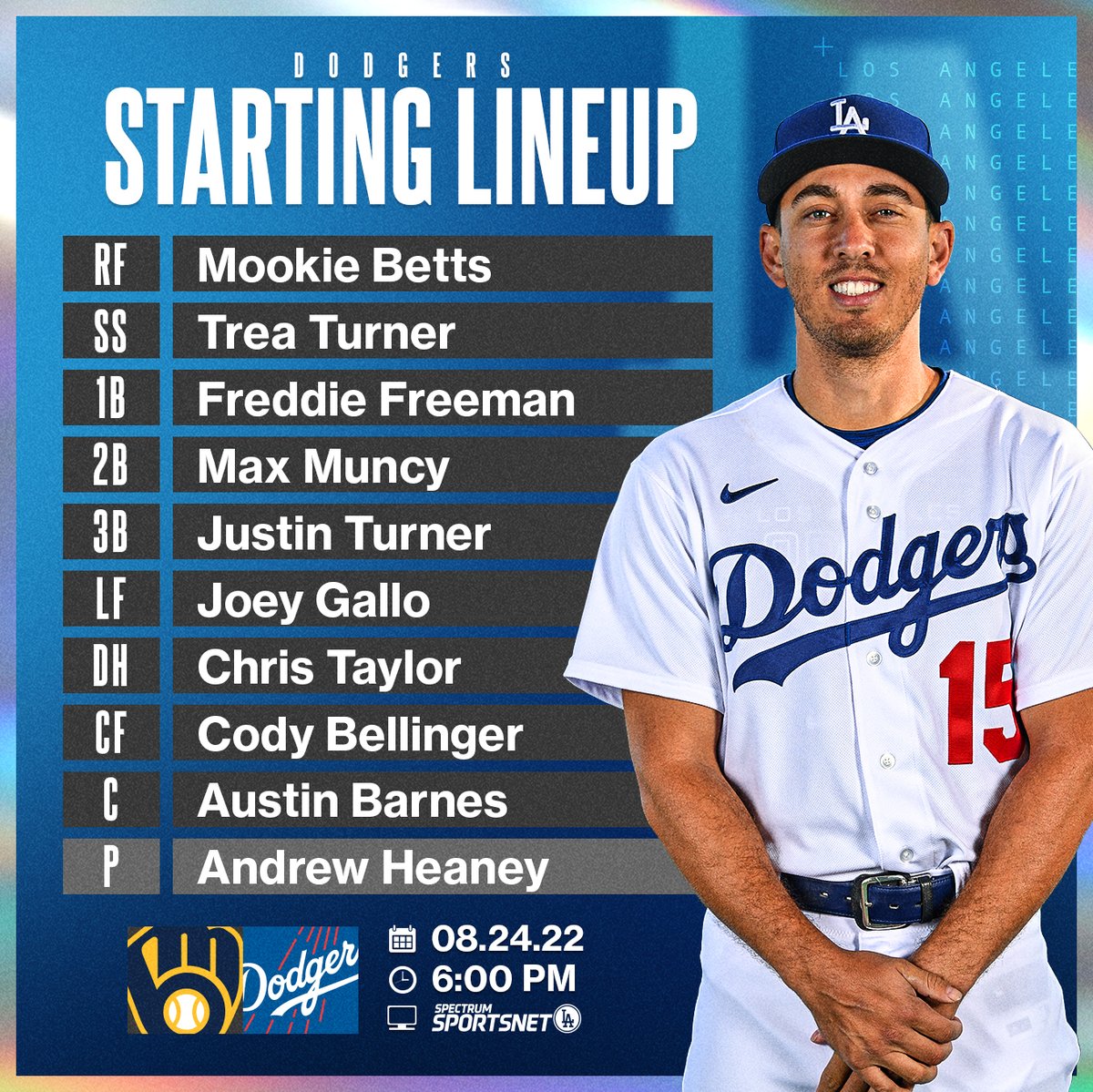 SportsNet LA on X: Your #Dodgers lineup for tonight's finale:   / X