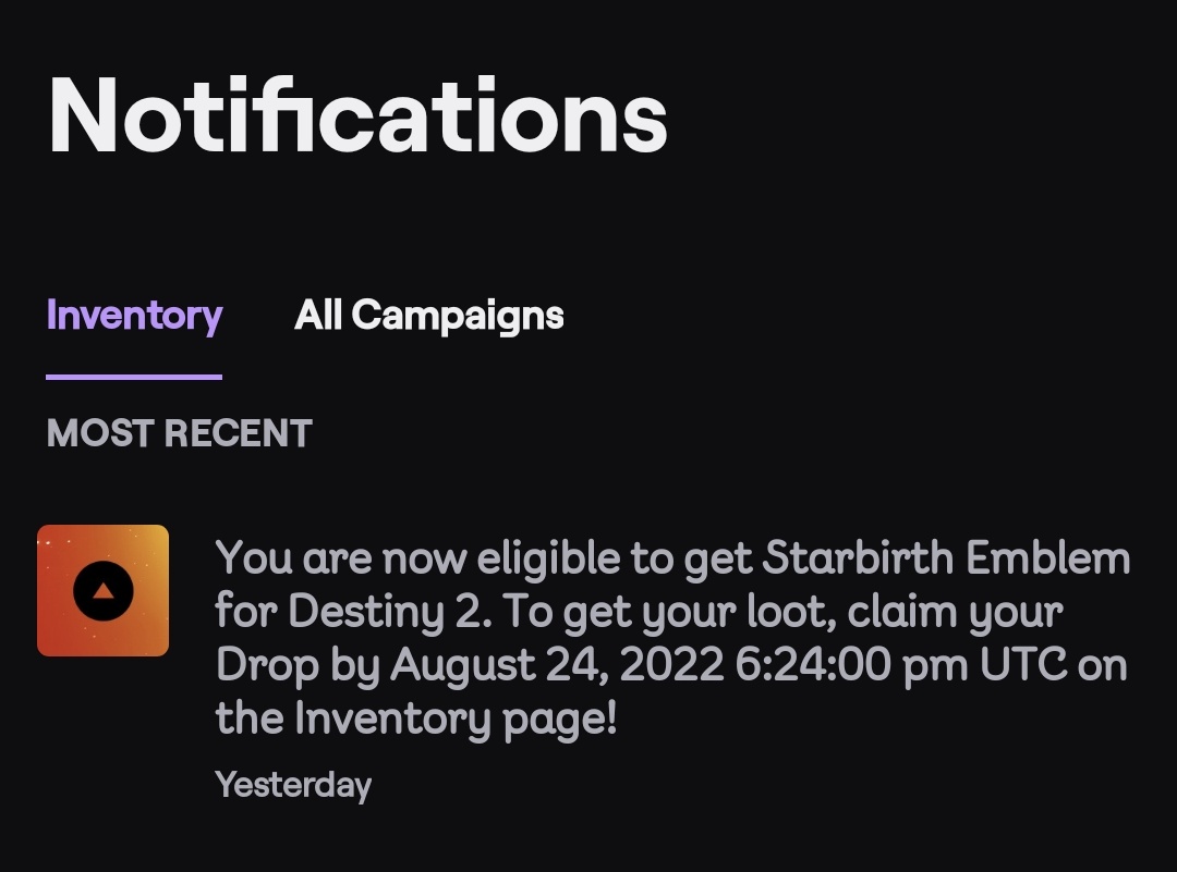 N8bit's tweet photo. @Bungie really pissed! No instructions prior to your stream on how to collect the emblem and now my other half and me have run out of time on the reward. Thanks 👍 https://t.co/GtCsBYgnDI