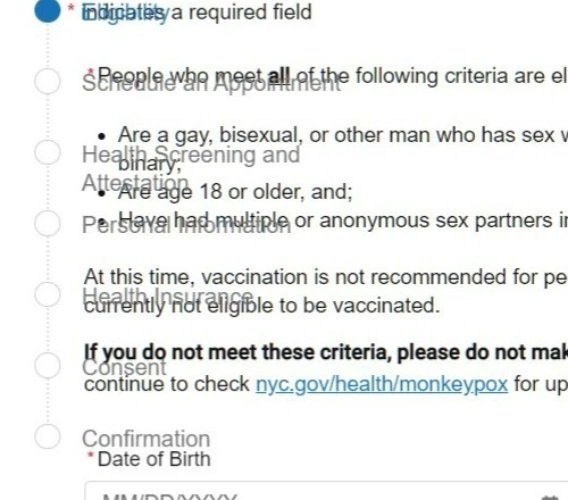 ScreamQueenz's tweet photo. If scheduling the monkeypox vaccine isn't difficult enough in NYC, this is what the website looks like on my PC. It's legible via mobile. 

This isn't new either. This is how it's always looked every time I've visited since this crisis began.

DO BETTER @nychealthy

#monkeypoxnyc https://t.co/2X8TU9GJUR