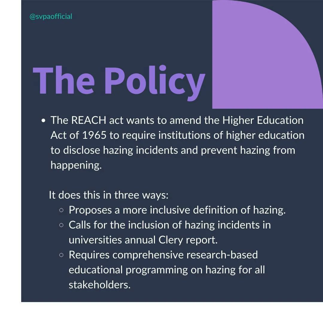 SVPAOfficial's tweet photo. 📣 📣 Support the REACH act! This piece of legislation is being sponsored by Representative Lucy McBath (D-Marietta) @RepLucyMcBath and Senator Amy Klobuchar (D-Minnesota) @amyklobuchar. 
#REACHAct #Hazing #GreekLife #CollegeLife #CollegeStudent #StopHazing https://t.co/eYkyxFUJz5