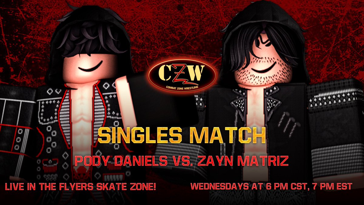 CzwRblx's tweet photo. 2 weeks from now, Live from the Flyers Skate Zone!

The current top contender for the Ultraviolent Championship @theprogame777 will get to warm up against CZW rising star @ZaynOspreayy in a Deathmatch! https://t.co/4UcPV1wfUr