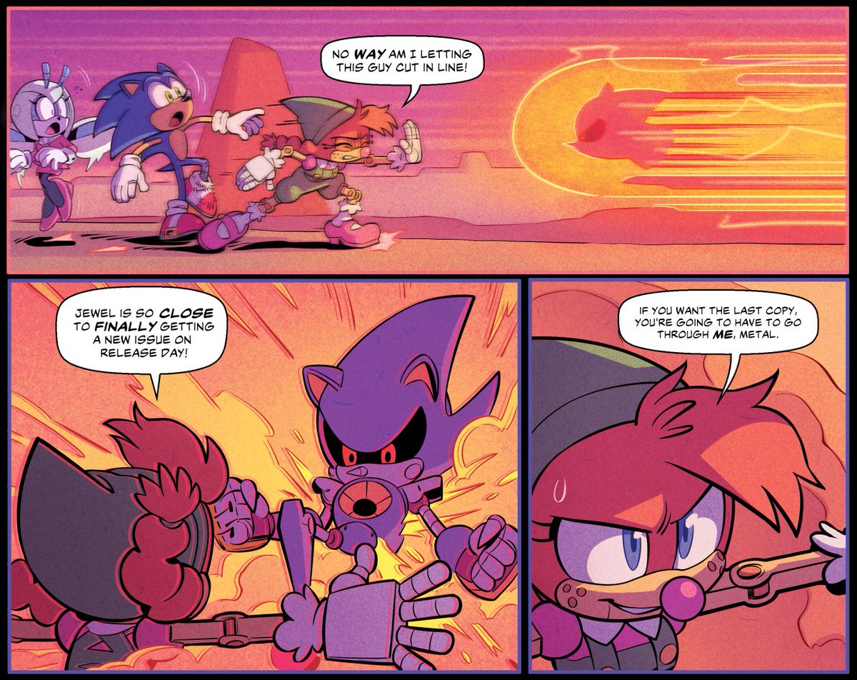 Will Jewel *finally* get her hands on a new issue?  Find out the thrilling conclusion in @IDWPublishing's Sonic the Hedgehog #52 - on sale now!✨ 