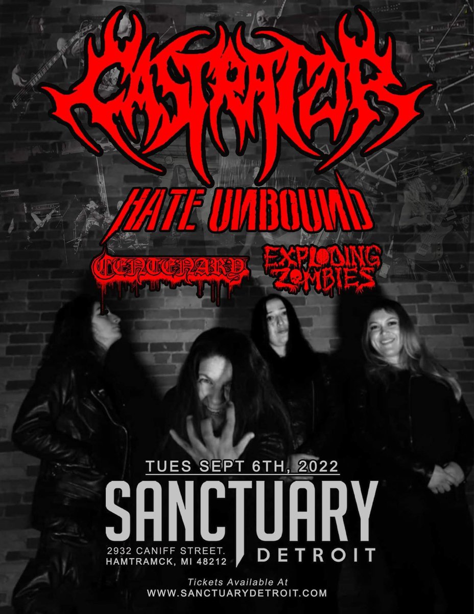 Centenary_DM's tweet image. We will be returning to @sanctuarydet on September 6th for this ripper. Protect your balls! #Castrator #HateUnbound #Centenary #ExplodingZombies #DeathMetal