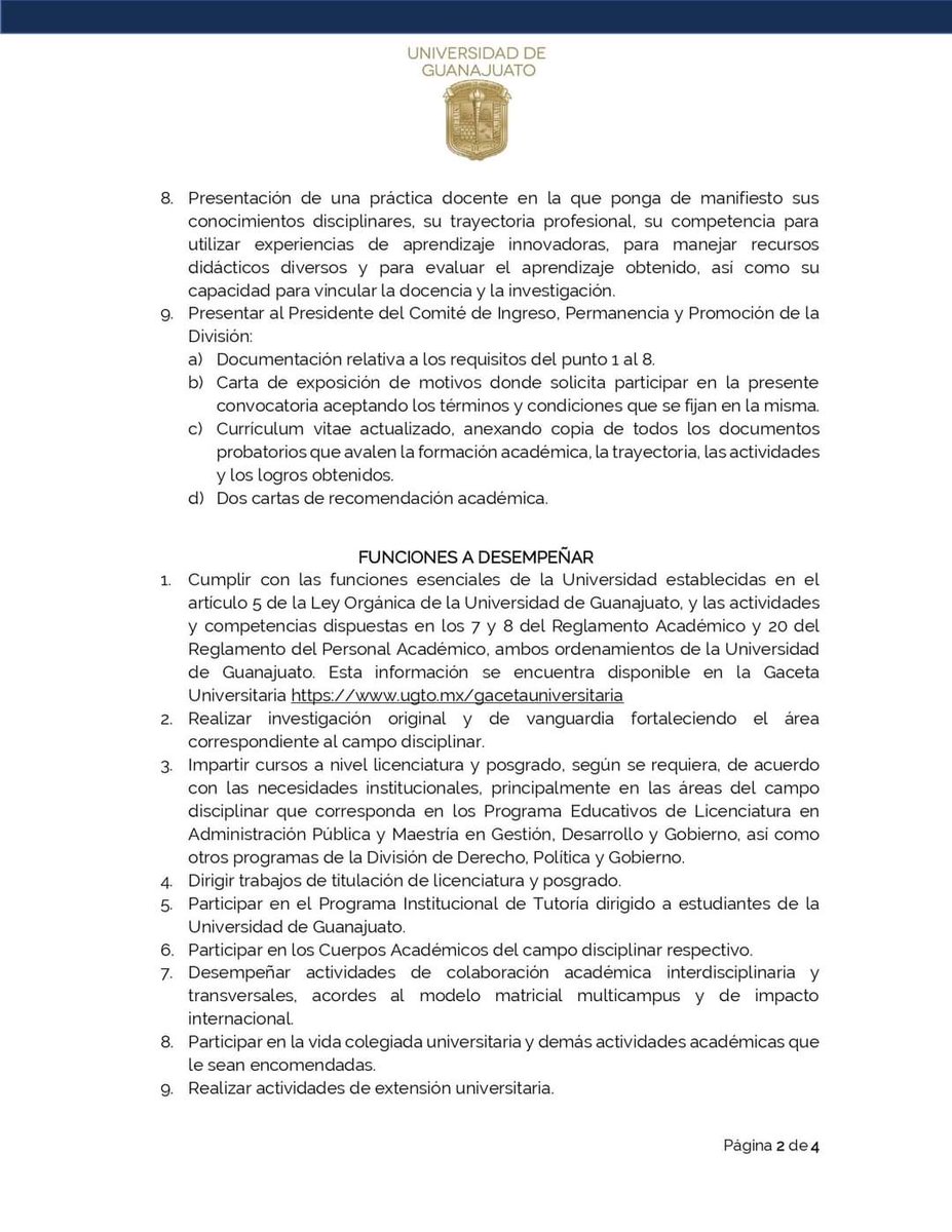 maferu3's tweet photo. ⚠️‼️‼️ Plaza de profesor de carrera 40 hrs en Universidad de Guanajuato, áreas: administración pública, gestión pública, políticas públicas y afines, orientado a nuevas tendencias ap, gobernanza, políticas públicas. @DrVidaurri @rolarch @FernandoPatrn2 @fbarrienmx Difundir 👍 https://t.co/Etw0hPzY6b