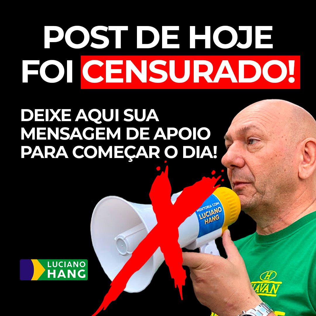 O post motivacional de toda manhã foi CENSURADO! O motivo você já sabe. Querem nos calar, mas jamais podemos aceitar. Por isso, a mensagem para começar o dia de hoje é com você. Deixe aqui seu apoio! #VéioDaHavan #CensuraNão