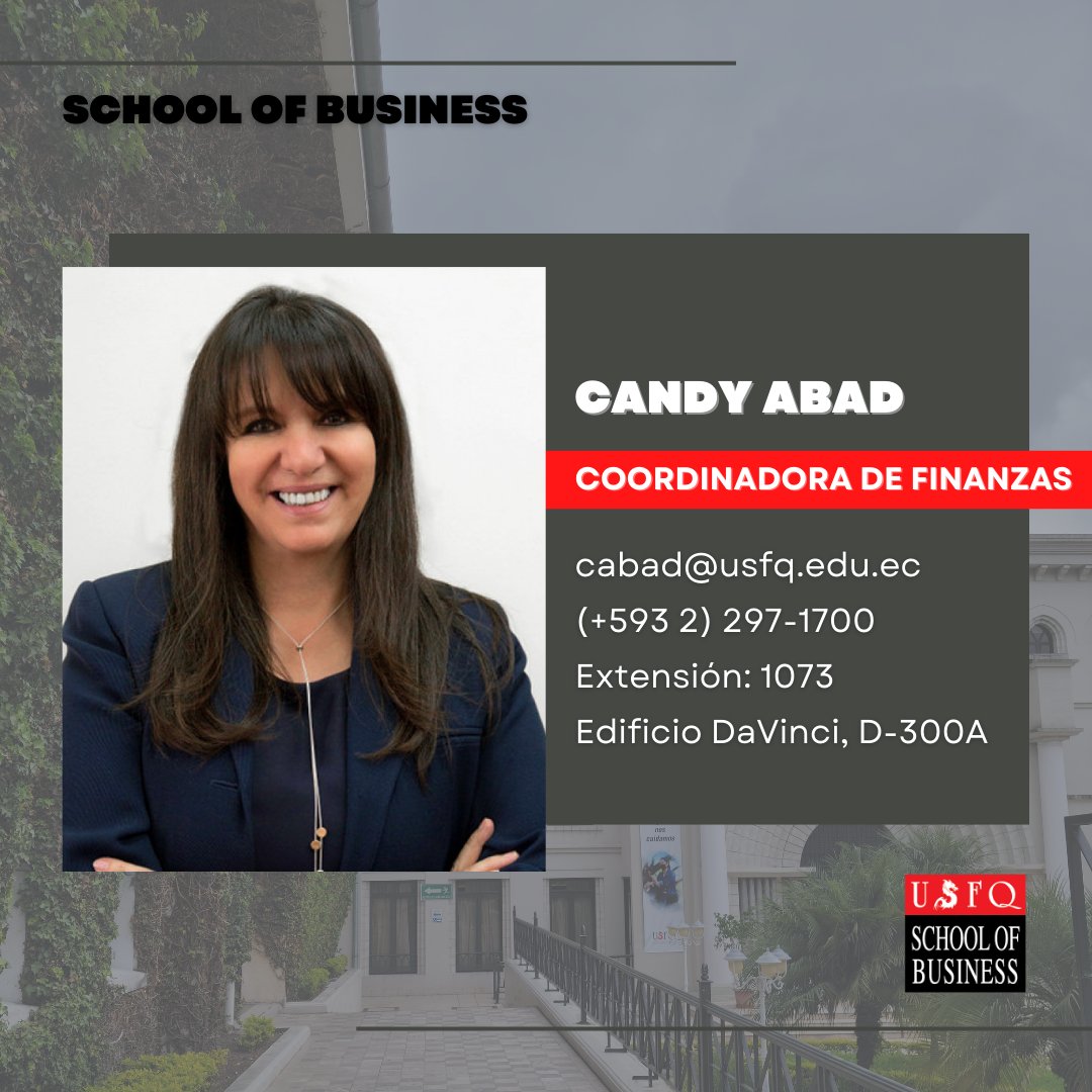 CADEUSFQ's tweet photo. ¡Les presentamos al 𝗲𝗾𝘂𝗶𝗽𝗼 𝗱𝗲𝗹 𝗦𝗰𝗵𝗼𝗼𝗹 𝗼𝗳 𝗕𝘂𝘀𝗶𝗻𝗲𝘀𝘀!

𝗡𝘂𝗲𝘀𝘁𝗿𝗮 𝗱𝗲𝗰𝗮𝗻𝗮 🐲: Marithza Vélez.

𝗖𝗼𝗼𝗿𝗱𝗶𝗻𝗮𝗱𝗼𝗿𝗲𝘀 𝗱𝗲 𝗰𝗮𝗿𝗿𝗲𝗿𝗮𝘀 🐉: Arturo Paredes, Paola Valencia y Candy Abad.

#USFQ https://t.co/vOfWJddEzU