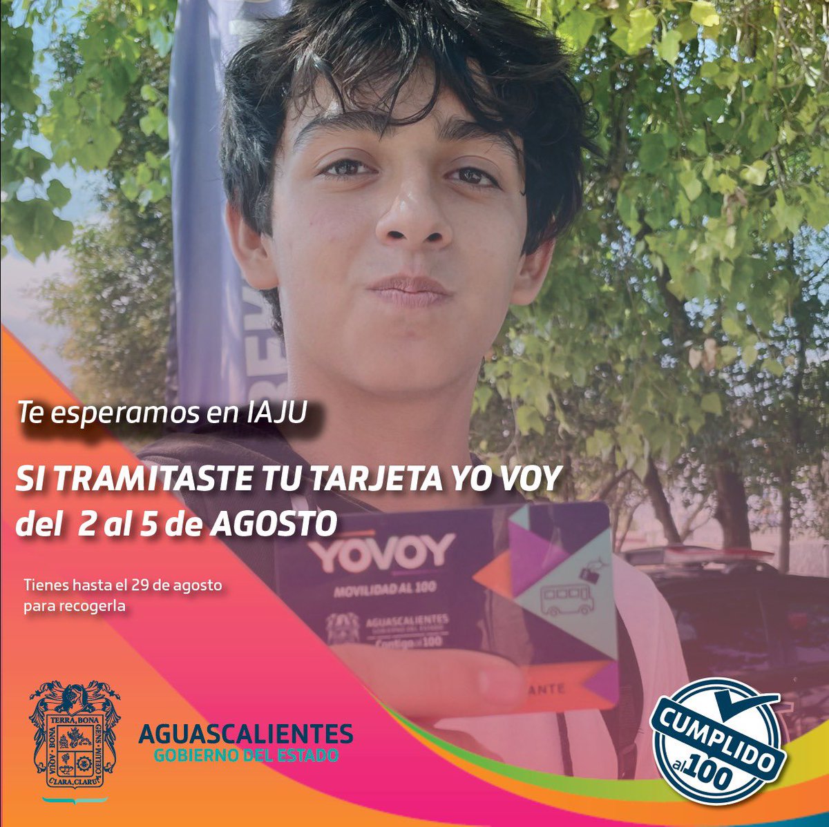 ⚠️Atención ⚠️

Si entregaste documentos del día 2 al 5 de Agosto , puedes recoger tu tarjeta #yovoy en nuestras instalaciones en un horario de lunes a viernes de 8:00 a 3:00 pm

Para cualquier duda puedes contactarnos al 
☎️9 10 21 41 ext 6805

Te esperamos 🤩