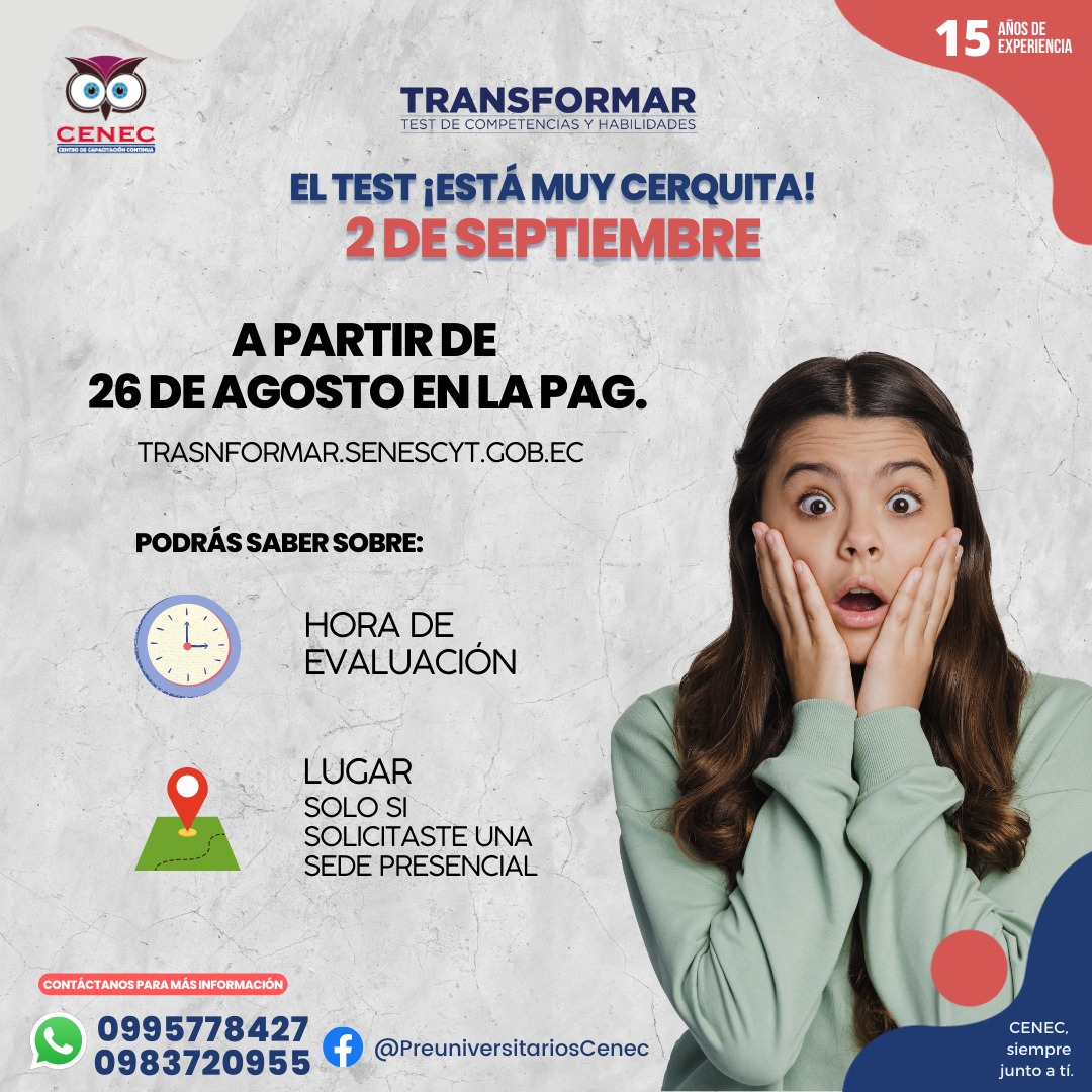 PCenec's tweet photo. ¡ESTÁ CERQUITA! 😱
👉LA FECHA ESTA ESTABLECIDA PARA EL TEST, PERO TE DEJAMOS DATOS QUE TE SERÁN IMPORTANTES😄
Ven y Aprovecha Evaluandote para el Examen.
🦉"SOMOS CENEC"🦉 https://t.co/1ZfhRpiUhg