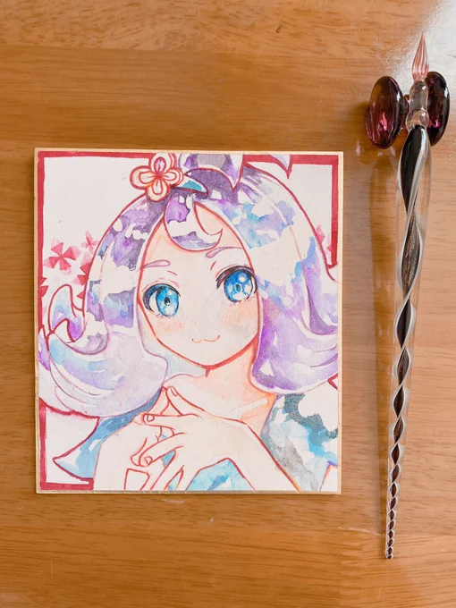 アセロラちゃん画材:透明水彩 水彩色鉛筆 エルバンインク(オペラ・レッド)用紙:ホワイトワトソン紙 