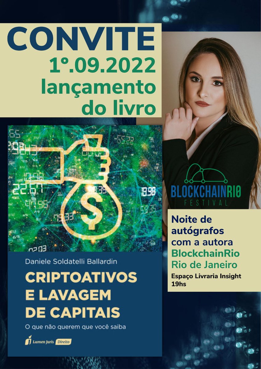 Imperdível no <a href="/blockchain_rio/">Blockchain.Rio</a> Esperado lançamento do livro que abre nova visão jurídica sobre #criptoativos e seu uso no delito de lavagem de capitais. Doutrina criada em tempo real, como pedem os novos tempos do Direito, por uma das profissionais que mais conhecem o tema