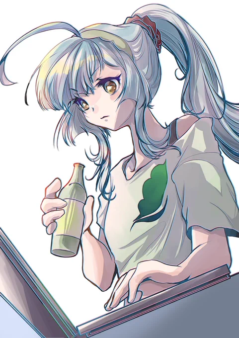 #ずんちゃんモチモチ木曜日夏休みの課題(枝豆に関するレポート)の仕上げにかかる東北ずん子さん 