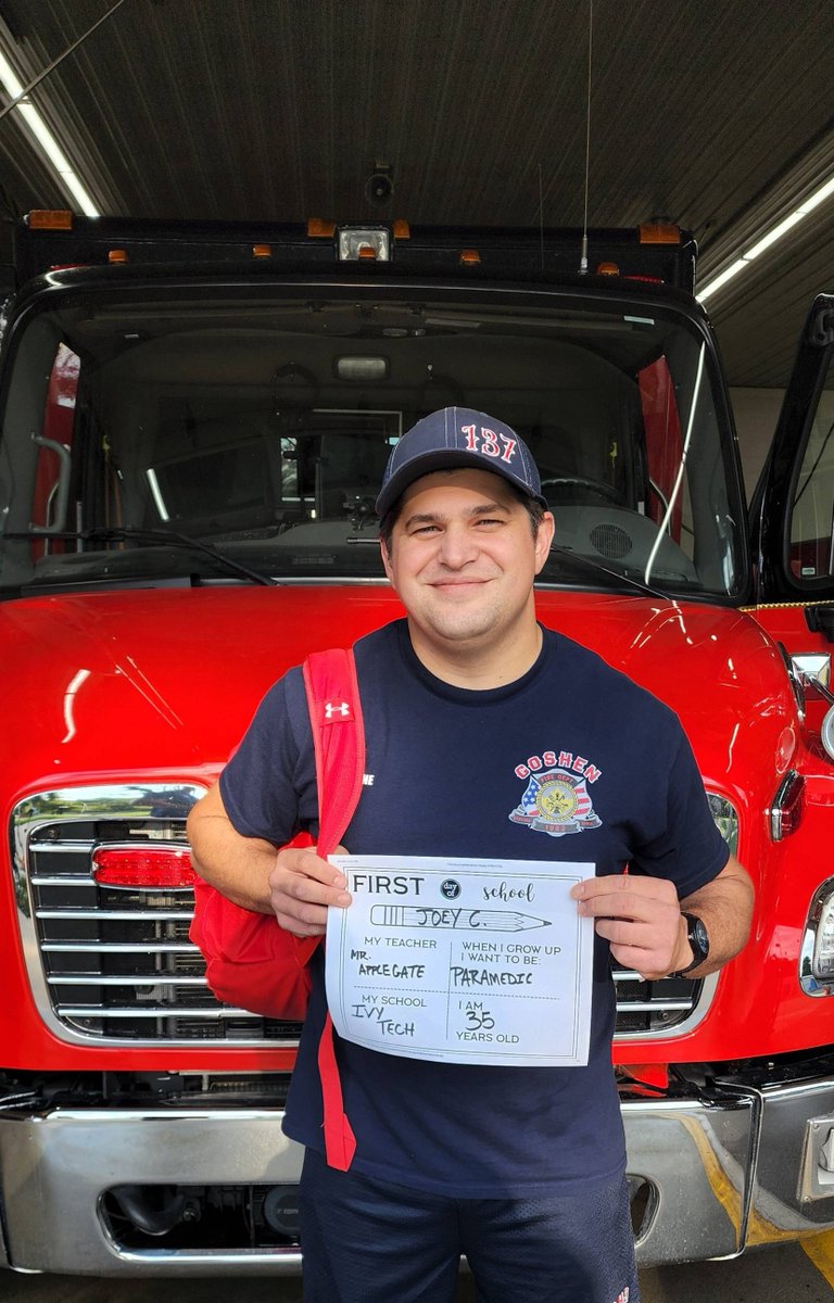 GoshenFF's tweet photo. This week one of our own started school. We are so proud of you Joe! You got this!!! #Dreambig #Local1443 https://t.co/tbcRNcZpVz