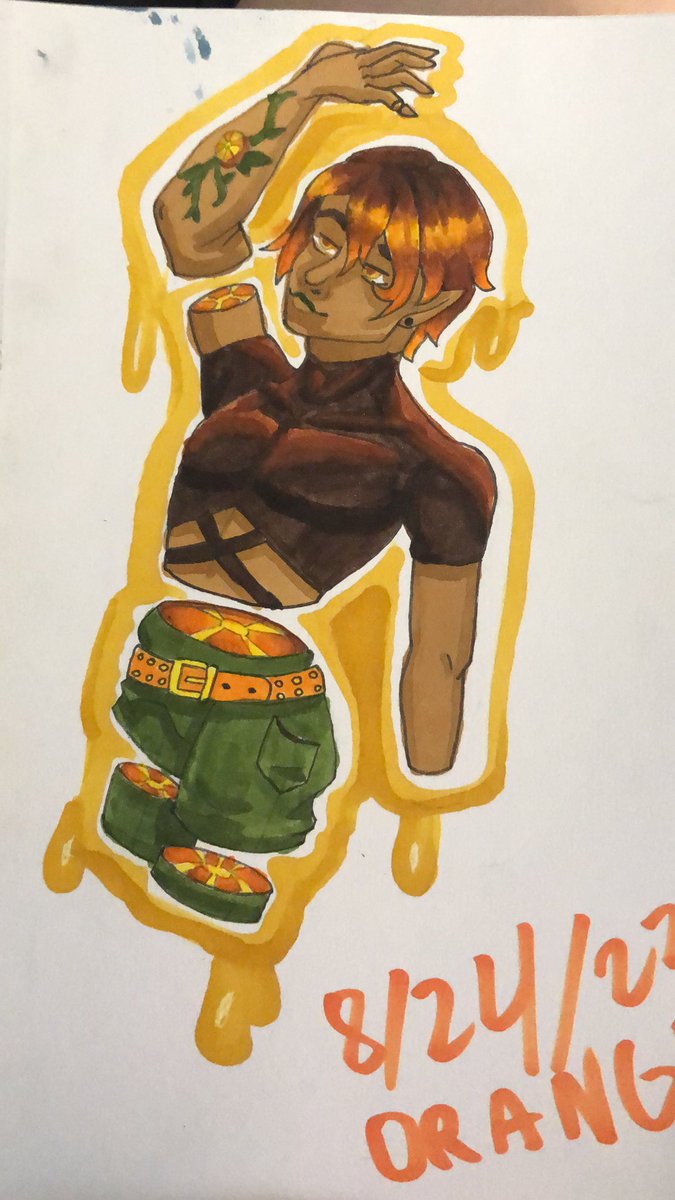 Wait0W's tweet image. He be orange slices!