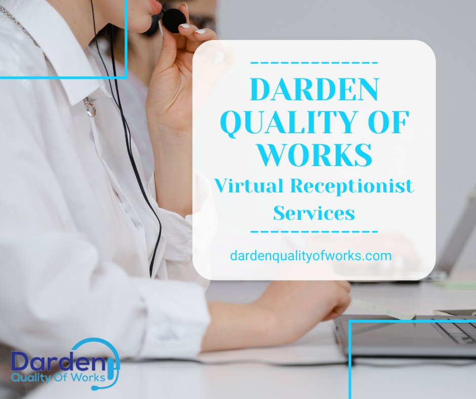 dardenquality's tweet photo. GROW YOUR BUSINESS WITH DARDEN QUALITY OF WORKS VIRTUAL RECEPTIONIST SERVICES
https://t.co/oLjiCS612H
#dardenqualityofworks  #appointmentscheduling, #appointments, #answeringservice, #receptionists,  #virtualreceptionist. https://t.co/vNmO1ycPUp