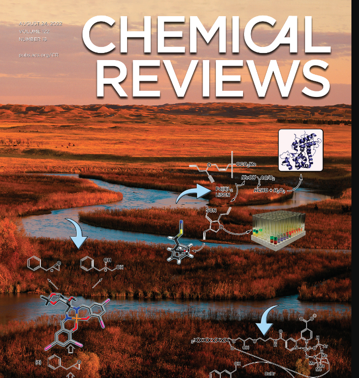 unlchemistry's tweet photo. When Art and Science meet the natural beauty of Nebraska! Congrats to Dr.Berkowitz,  @berkowitzgrp, @virendrat21, @sramosdedios, Chris McCune &amp; Ranjeet Dhokale on their @ACSChemRev Cover released today. Accompanies ChemRev on Enzyme-Assisted Reaction Development! #MyACSCover #GBR https://t.co/LZm3KhOgZK