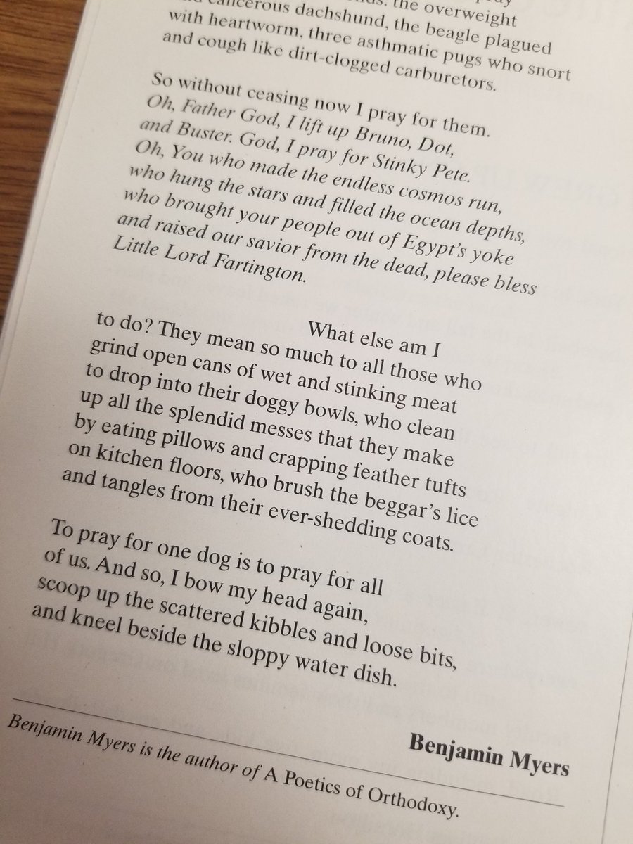 PastorJennMK's tweet photo. Loving these words from @BenMyersPoet in @ChristianCent from his poem, "Praying for dogs." 

...God, I pray for Stinky Pete./Oh, you who made the cosmos run... https://t.co/ru7uRopcBu