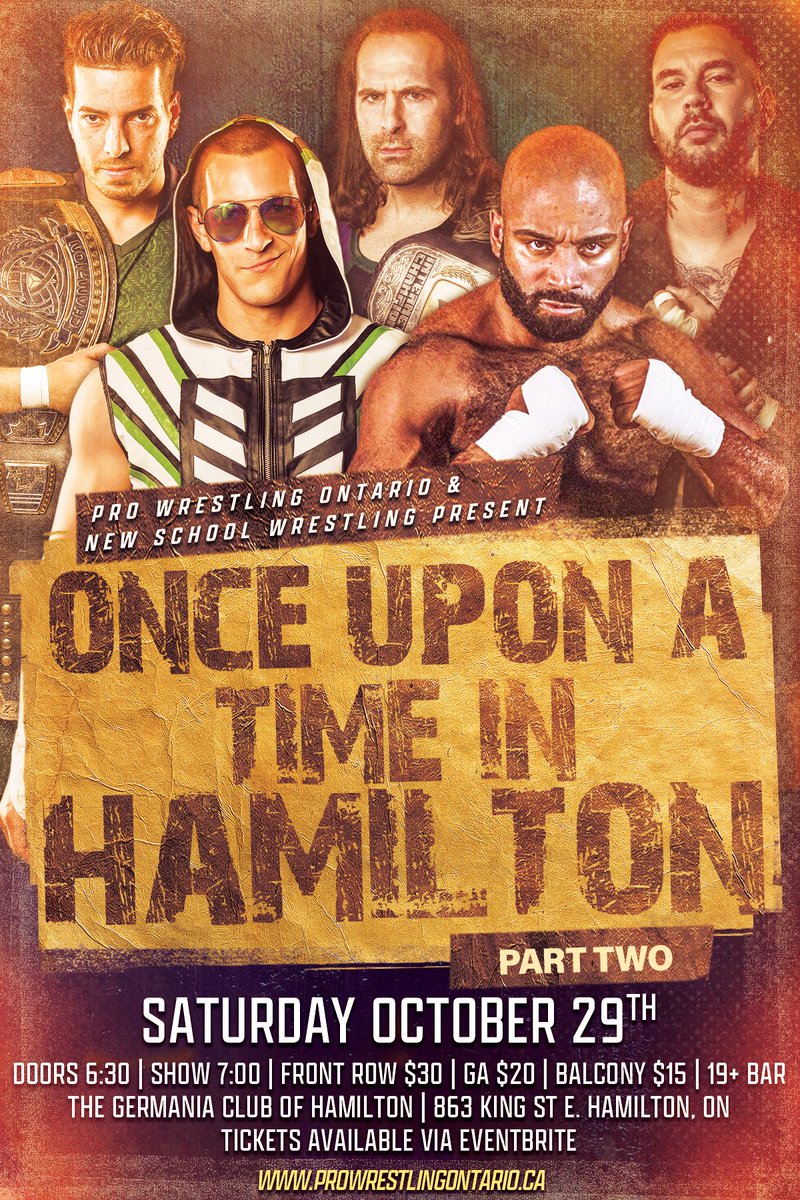 ProWrestlingOnt's tweet photo. Saturday October 29th at #TheGermaniaClubOfHamilton @MrLiamWorldWide &amp; @DallasDtown_ square off to find out who will be The #InauguralSouthernOntarioChampion

More announcements for #OnceUponATimeInHamiltonPartTwo coming soon!

Tickets are on sale now via Eventbrite  #PWO #NSW https://t.co/M9M5Nkw9BJ