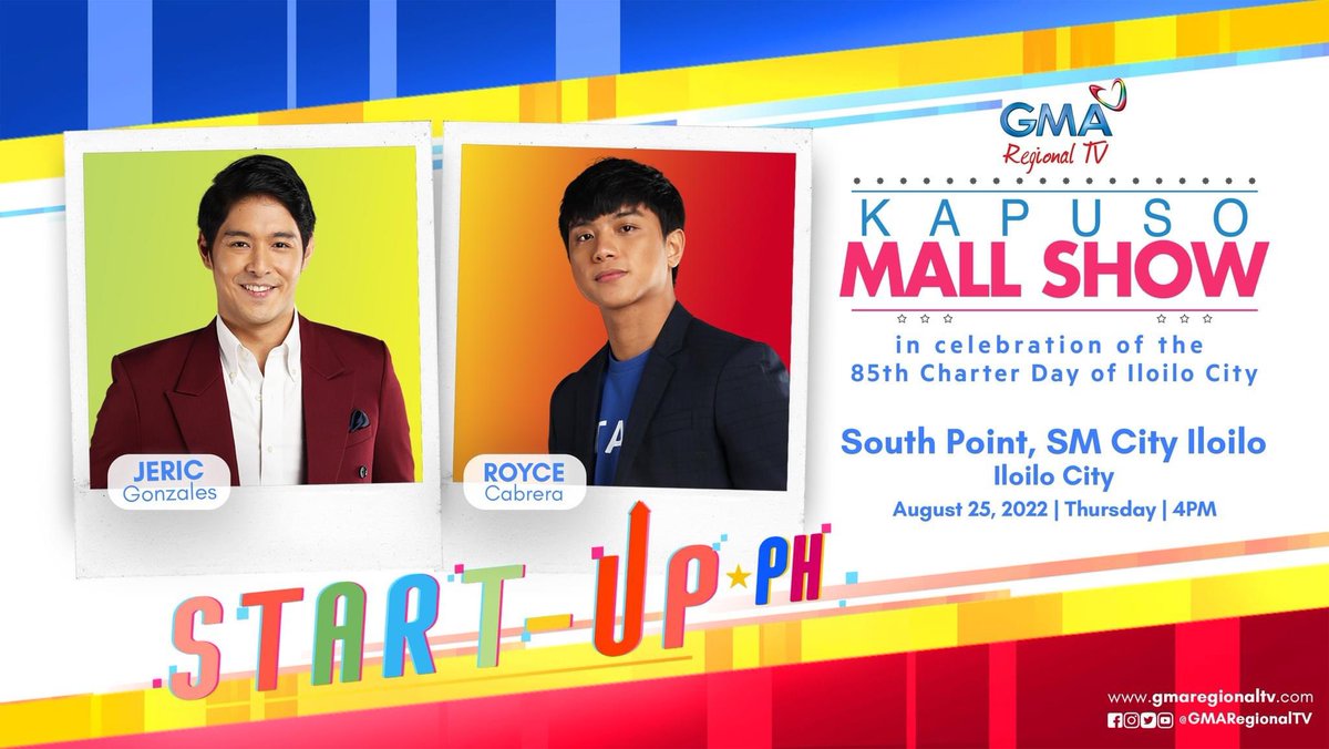 royce_squad's tweet photo. Makiki-join ang "Start-Up PH" casts na sina Jeric Gonzales at Royce Cabrera sa 85th Charter Day of Iloilo City.

Samahan sila sa South Point, SM City Iloilo bukas, August 25, 2022 4PM
#IloiloCharterDay 
#StartUpPH
#GMARegionalTV https://t.co/xITmFHGExw
