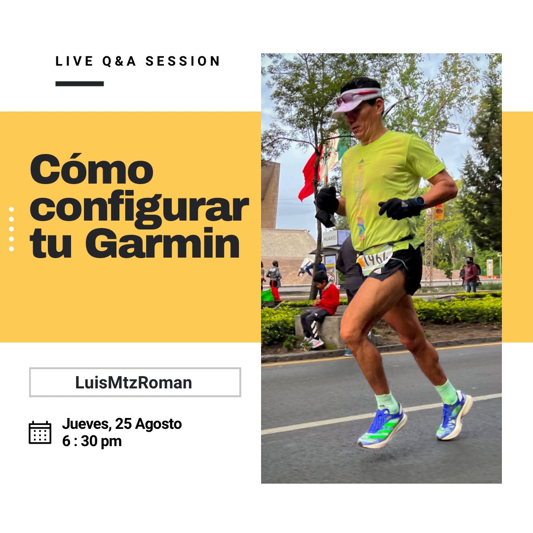 luismtzroman's tweet photo. Esta tarde te puedo ayudar a que “cargues” tu estrategia para correr @MaratonCDMX 

Nos vemos a las 6:30pm en https://t.co/SDF3bLURLU https://t.co/sf75OaZSF7