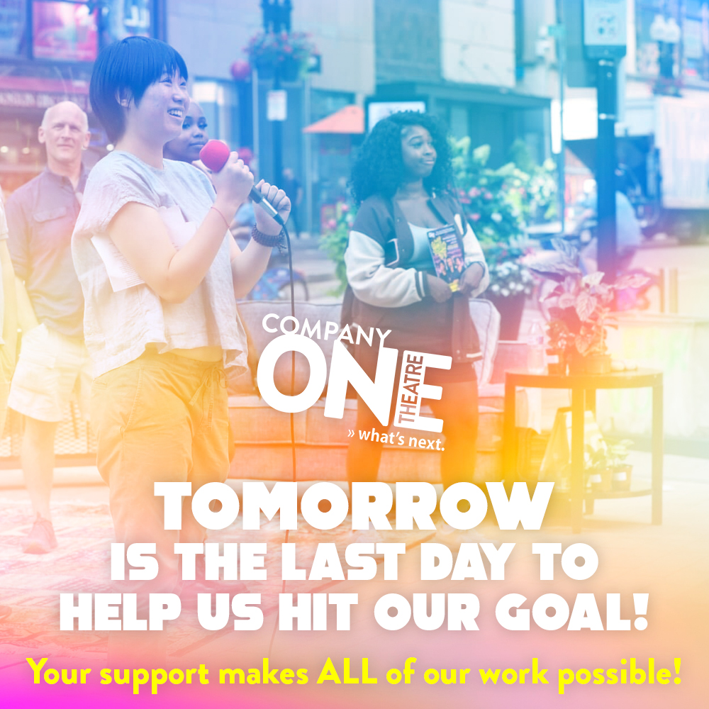 Our fiscal year ends TOMORROW, August 31 and we're only $1000 away from our goal! 

Help us hit our goal today: 
companyone.org/donate-2022/

📸: Alison Yueming Qu and the cast of can i touch it? at InPUBLIC: Wild Rumpus. Photo courtesy Downtown Boston BID.
