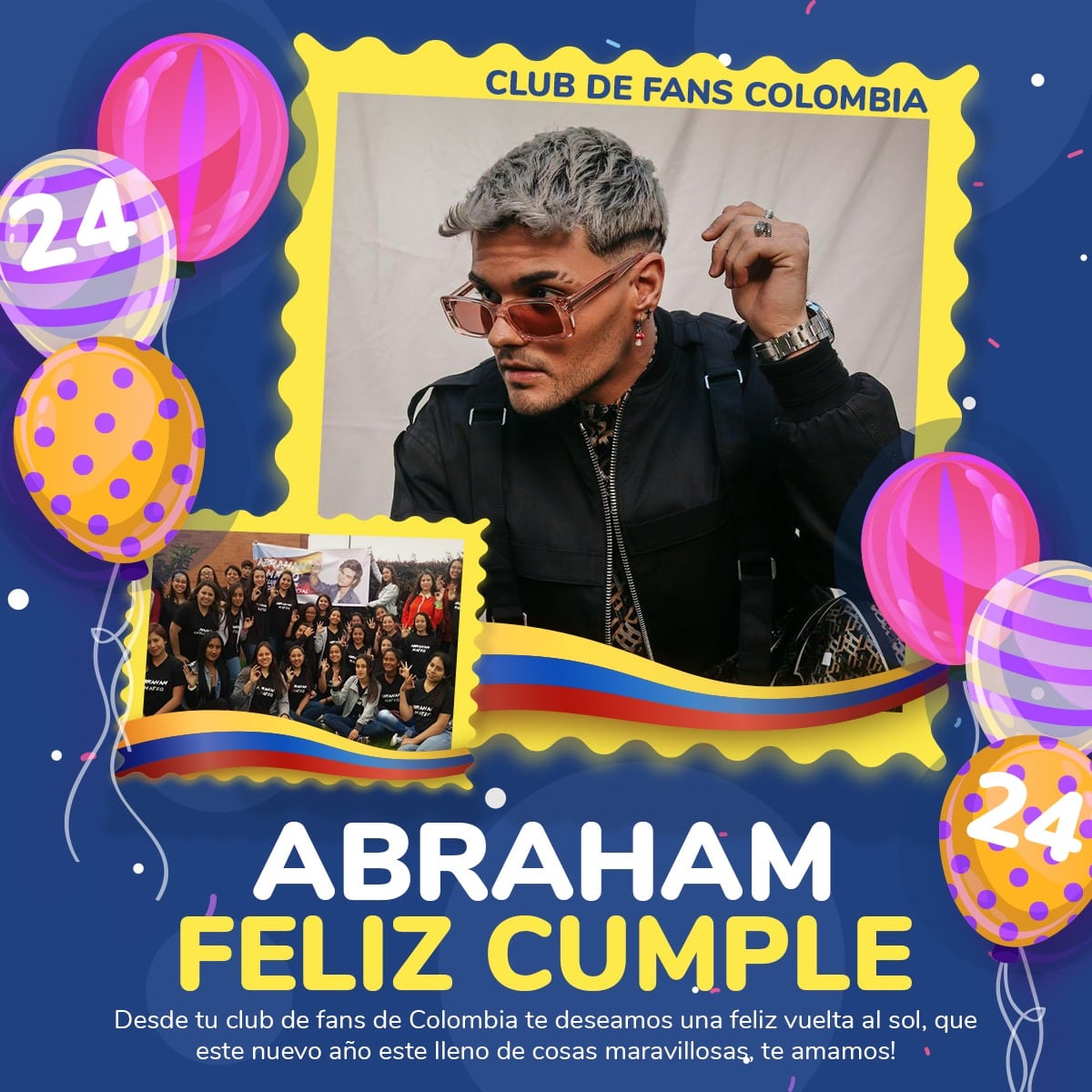 AbrahamMateoCol's tweet photo. Hoy celebramos tu vida, tu talento, tu amor, tu entrega, FELIZ CUMPLEAÑOS ABRAHAM te desea tu club de fans de Colombia  @AbrahamMateo te amamos! https://t.co/TqNarAapa5