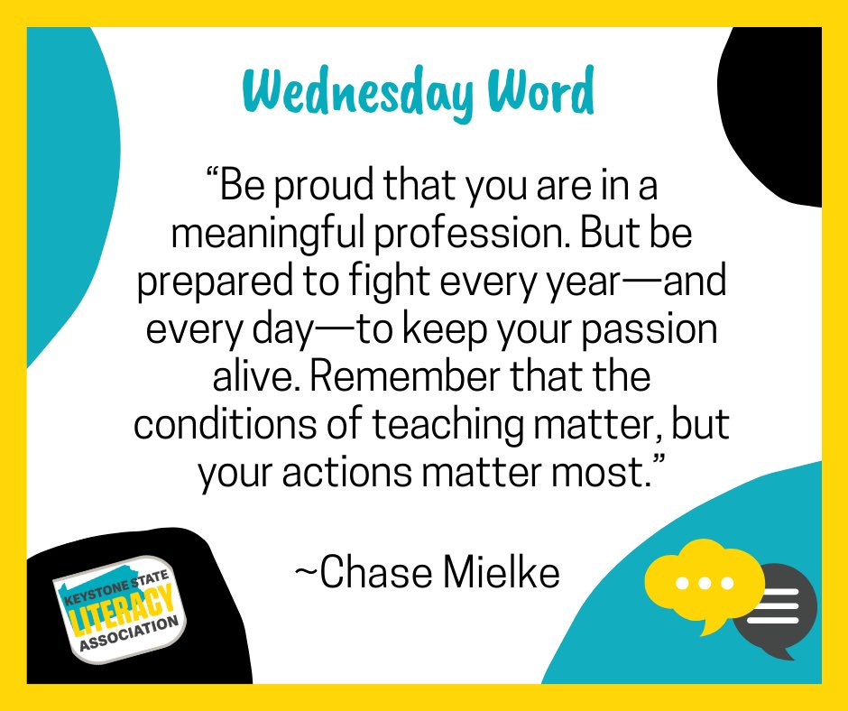 KSLAliteracy's tweet photo. Today’s #WednesdayWord comes from the @ELmagazine article “A Letter to New Teachers” by @ChaseMielke. You don’t have to be a newbie though—his advice is spot on for ALL educators. Check out the article here: https://t.co/W3pHaLwomu https://t.co/E7cIQIbrIM