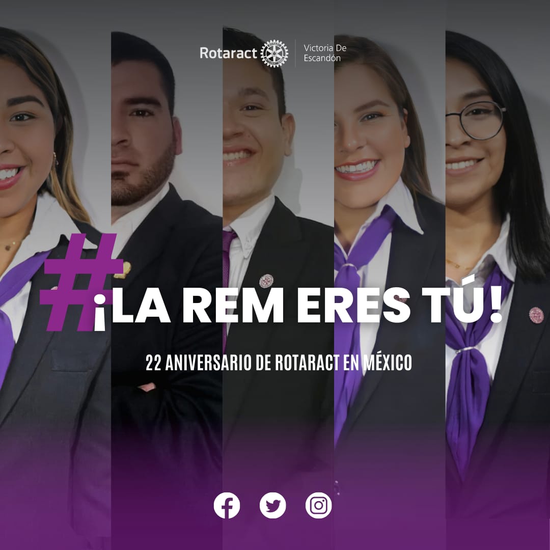 RotaractSierraM's tweet photo. La REM eres tú. ⚙️🔔
Celebremos el 22 aniversario de Rotaract en México
#Rotaract #Distrito4130 #VictoriaDeEscandón #RotaractEnMexico #REM https://t.co/Dg3BXNRqRu