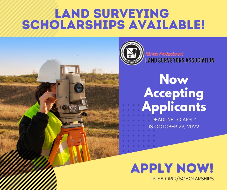 ILSurveyors's tweet photo. The IPLSA scholarship application portal is now OPEN! 

IPLSA offers scholarships and awards for students, surveyors and other individuals in the surveying profession. Please share with students who may be interested in a surveying career in Illinois! 

#collegescholarship #l ... https://t.co/cDuecnFv7s