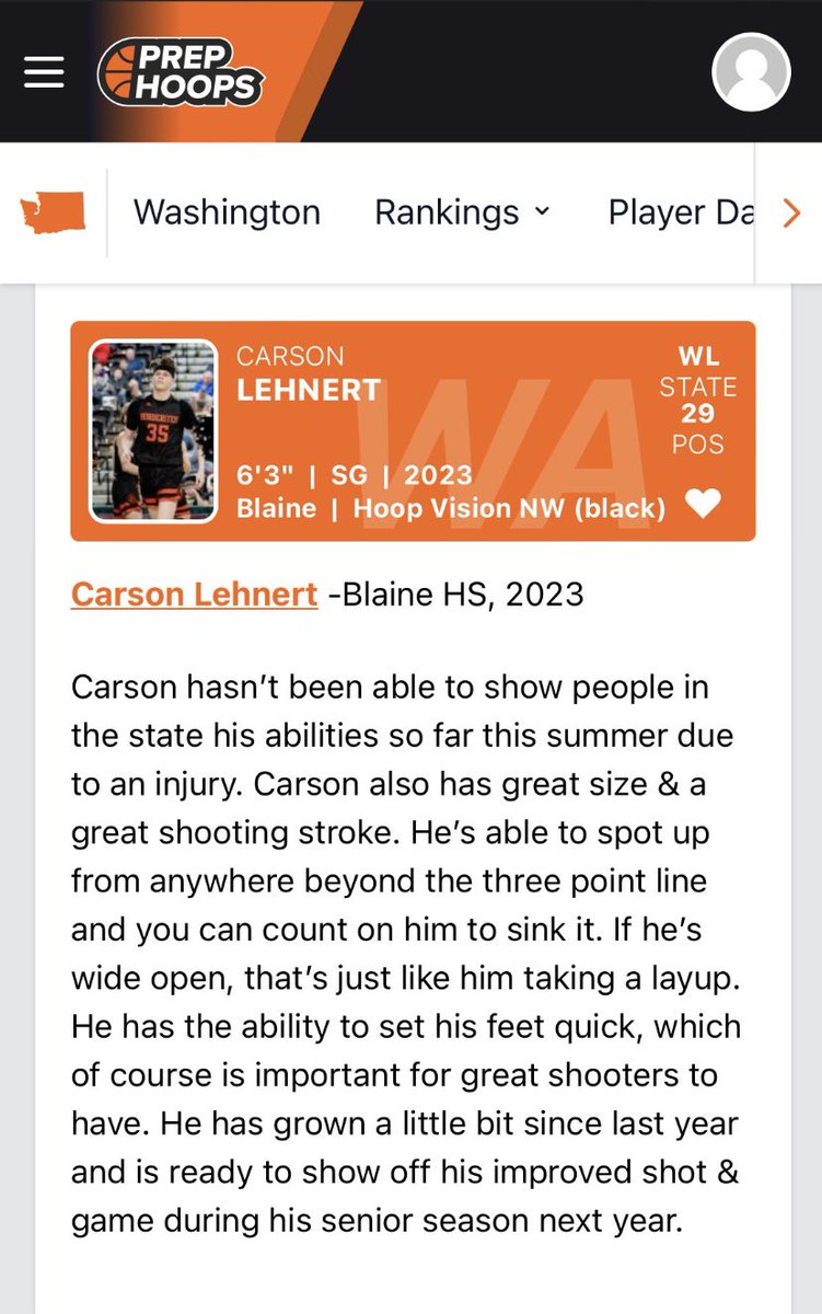 Carson_Lehnert's tweet photo. Appreciate the state and county recognition from @Justin4hoops and @DevinRecord especially after a summer of rehabbing an injury. Can’t wait for senior season! #setbackcomeback @PrepHoopsWA @whatcomhoops @SBLiveWA @ReportBrooks @MaxPreps https://t.co/AVdw60TDPi
