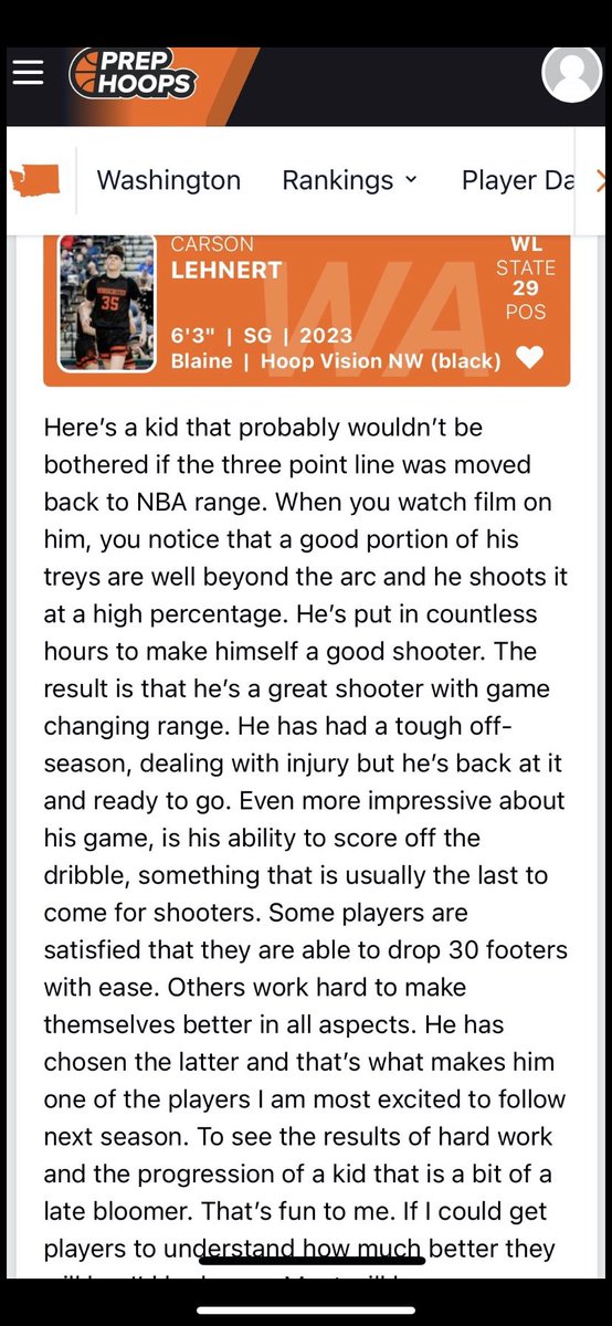 Carson_Lehnert's tweet photo. Appreciate the state and county recognition from @Justin4hoops and @DevinRecord especially after a summer of rehabbing an injury. Can’t wait for senior season! #setbackcomeback @PrepHoopsWA @whatcomhoops @SBLiveWA @ReportBrooks @MaxPreps https://t.co/AVdw60TDPi