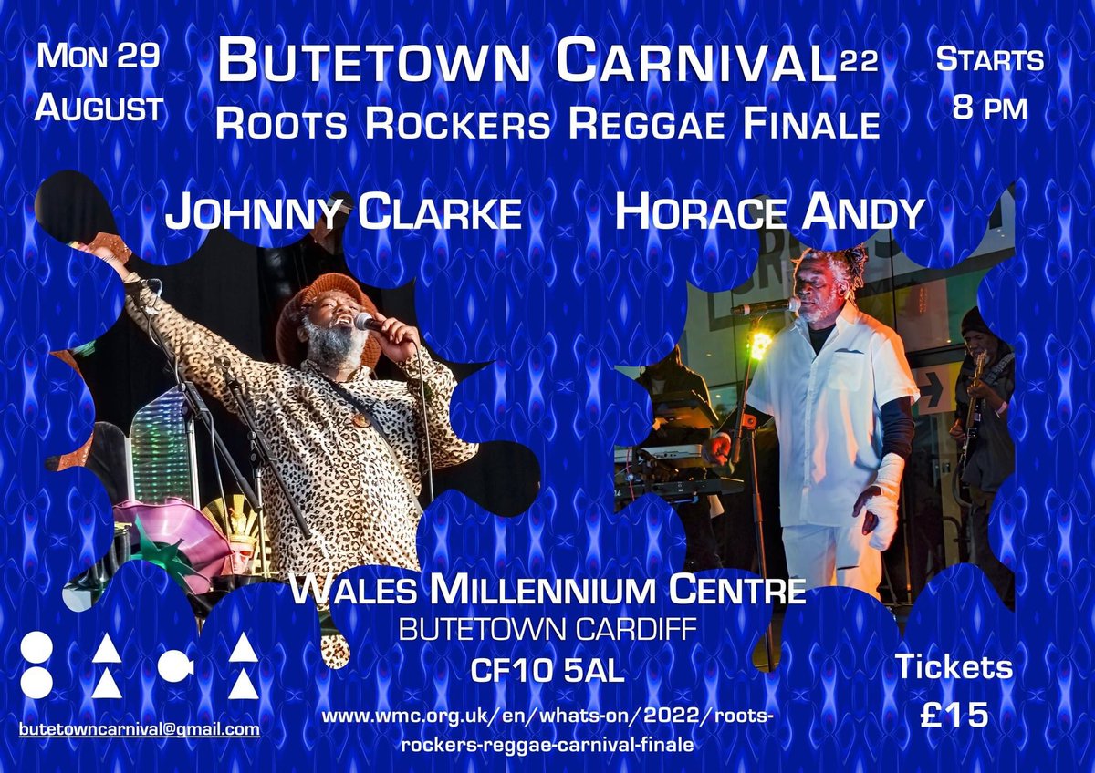 2 reggae legends are playing in Cardiff on Monday as part of Butetown Carnival 2022. Johnny Clarke plus Horace Andy, both backed by the Dub Asante band. If you enter the discount code CARNIVAL2022 when purchasing this link tickets ONLY £5:
wmc.org.uk/en/whats-on/20…