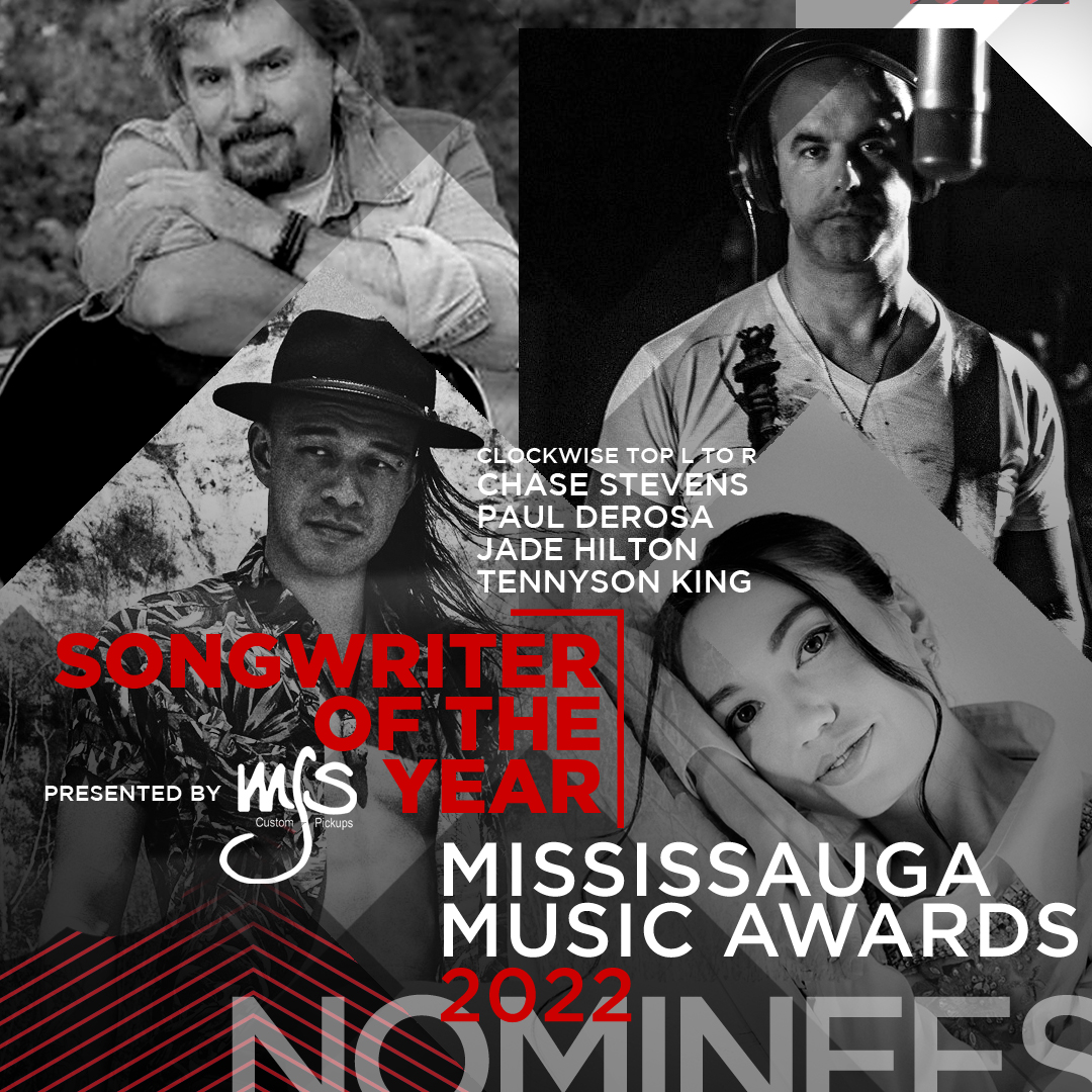 Mississauga Music (@mississauga_m) on Twitter photo Mississauga Music Awards 2022 - Songwriter of the Year nominees, presented by @MJS_Pickups:
<a href="/ChaseStevens2/">Chase Stevens</a>
<a href="/derosasmusic/">Paul DeRosa</a>
<a href="/jadehilton21/">Jade Hilton</a>
<a href="/TennysonKing/">Tennyson King</a>
Friday Sep 16, 6:30pm <a href="/LivingArtsCtr/">Living Arts Centre</a>
Tickets: bit.ly/3Qwu2tf Mississauga Music Awards 2022 - Songwriter of the Year nominees, presented by @MJS_Pickups:
<a href="/ChaseStevens2/">Chase Stevens</a>
<a href="/derosasmusic/">Paul DeRosa</a>
<a href="/jadehilton21/">Jade Hilton</a>
<a href="/TennysonKing/">Tennyson King</a>
Friday Sep 16, 6:30pm <a href="/LivingArtsCtr/">Living Arts Centre</a>
Tickets: bit.ly/3Qwu2tf