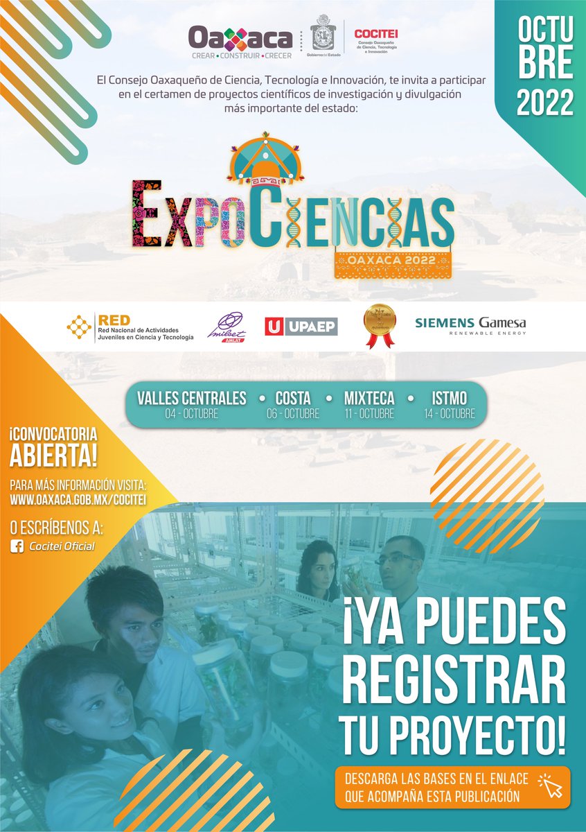 ¡Registra tu proyecto y no dejes pasar la oportunidad de demostrar tu pasión por la ciencia, tecnología e investigación! ¡Te esperamos! 🔬🔭😉
Consulta las bases en este enlace: cutt.ly/BXJPtEX