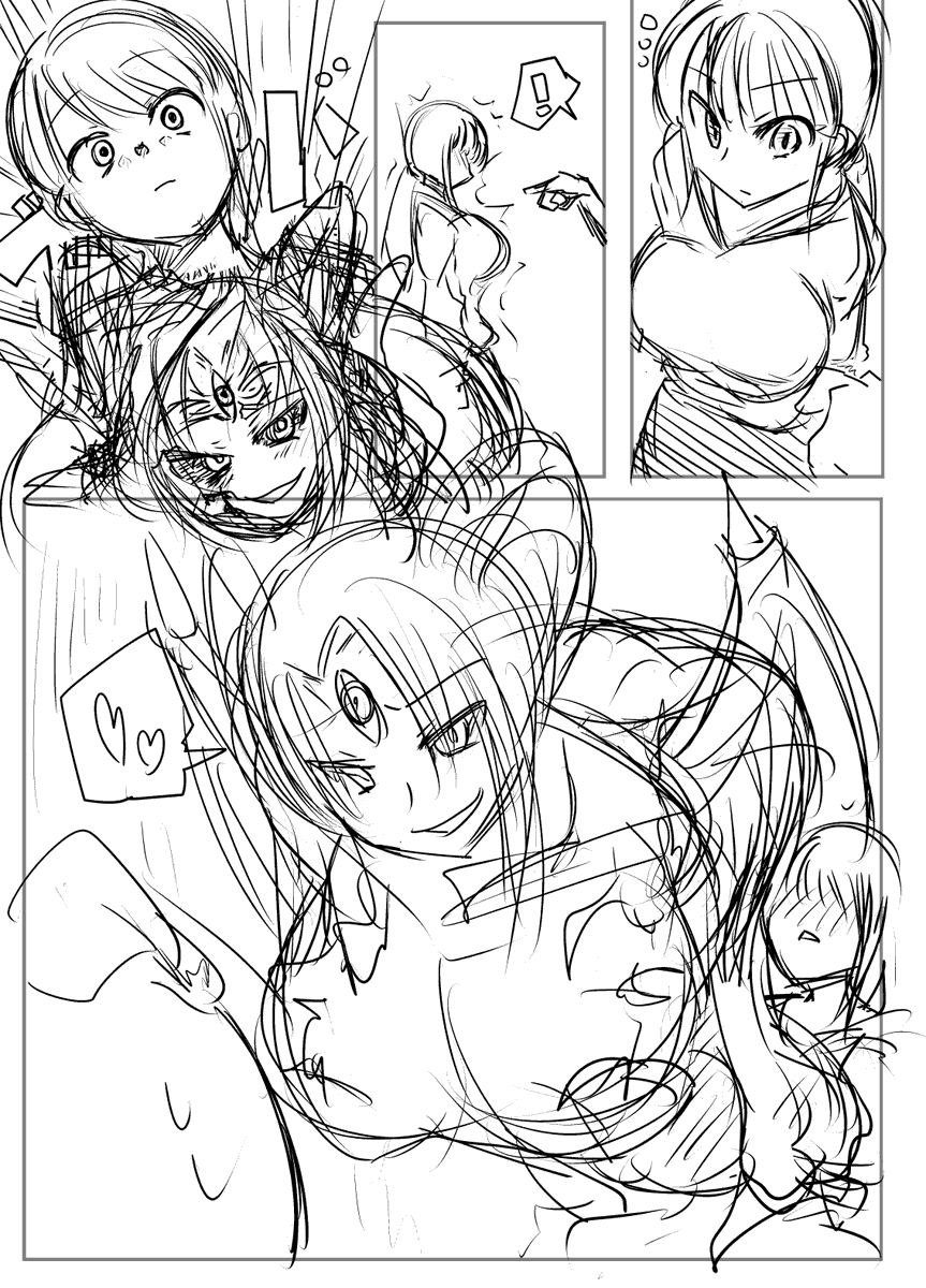 真顔の女性と話そうとしたら胸から悪魔が破いて出てくるシチュ描いてます 