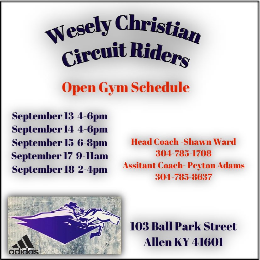 CoachAdams0's tweet photo. 2022-23 Open Gym Schedule for the @Wesley_Hoops22! Roster loaded with Junior and Seniors! Send me or @CoachWard22 for any more information!
#TheWesleyWay https://t.co/vvIlgf1dTP