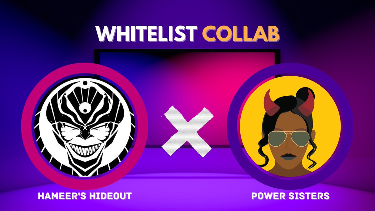 Hameer's Hideout × Power Sisters
 
Total Supply 1111

⚡2 x WL Spots of Hameer Hideout 

To enter:
⚡ Follow @HameerHideout &amp; <a href="/PowerSistersNFT/">Power Sisters NFT | SOLD OUT</a>
⚡ Retweet + Tag 3+ Friends 
⚡ Join Discord discord.gg/gR8fYc7PUe

Winner announcement 48 HOURS ⏰

#nft #nfts #NFTGiveaway #NFTdrop
