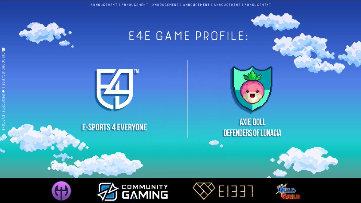 e4e_gg's tweet photo. ๐ก E4E Game Profile: @axieDoLL ๐ก
Learn all about this exciting new arcade-style survival game, and sign up for the first official tournament
hosted by @Esports4Evryone & @CommunityGaming
https://t.co/X6sExXOPWI
Sponsors: @AxieInfinity @Jihoz_Axie
@YieldGuild @E1337Metawear https://t.co/np27U5ud1u