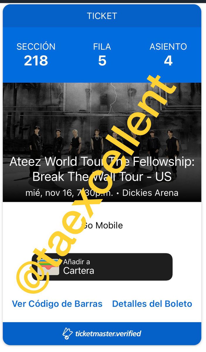 taexcellent's tweet photo. SELLING TICKET FOR DALLAS ATEEZ NOV 16 #ATEEZ #ATEEZinDALLAS

SECTION 218
ROW 5
SEAT 4 https://t.co/gGXbKmXQSb